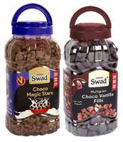 Swad Choco Magic Stars & Choco Vanilla Fills (Multigrain Multigrain Choco Moon Star kids snack Cereal) 2 Jars, 695 g
