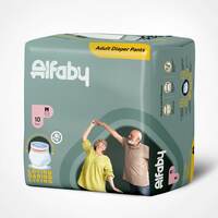 Alfaby Premium Adult Diapers | Medium Size | Anti-Bacterial Comfy Pants | Wetness Indicator | Rash free | Instant Absorption | 12 hrs Protection | Leak Proof | Unisex | 10 Counts