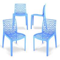 Binani Web Dining/Cafeteria/Designer Armless Heavy Duty Plastic Chair for Home,Office and Garden (Set of 1, Soft Blue)