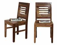 Craft D ARTSSolid Sheesham Indian Wood Chair for Living Room| Wooden Dining Chair |Set of Two 2 Home Dining Room Furniture (Natural)