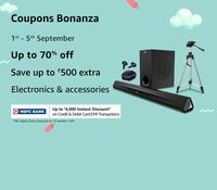 Amazon Coupons Bonanza Upto 70% Off + Save Coupon Upto Rs.500 (1st - 5th Sept)