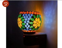 Febwell Ceramic Multicolor Aroma/Kapoor Diffuser | Kapoor Dani Cum Night Lamp Multi Functional Essential Oil Camphor Burner for Fragrance with Switch On/Off Button(LED Light, Multicolor) 