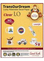 TransOurDream Laserjet Clear 1.0 Water Slide Decal Paper for Laser Printer CLEAR (5 Sheets, A4 Size)