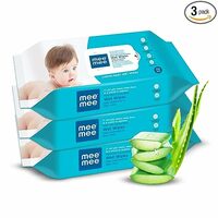 Mee Mee Baby Gentle Wet Wipes with Aloe Vera extracts, 72 counts, Pack of 3. (Apply 10% off coupon)