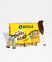 BEVZILLA 24 flavored coffee sachet and frother
