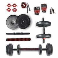 Lifelong LLPVCHGC04 PVC Home Gym Set 10kg Plate with Extension Barbell Rod and Dumbbells Rods with Gym Accessories