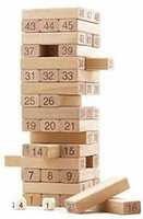 Hasbro Gamming Wooden Building Blocks Puzzle 54 Pcs Challenging 4pcs Dice Wooden Stacking Game Maths,Tumbling Tower 54 Pcs with 4 Dices Game for Adults and Kids (Brown)