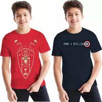 FTC Bazar  Boys Printed Cotton Blend T Shirt  (Red, Pack of 2)