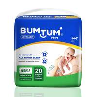 Bumtum Baby Diaper Pants, New Born 20 Count, Double Layer Leakage Protection Infused With Aloe Vera, Cottony Soft High Absorb Technology (Pack of 1) [Apply 5% off Coupon]