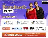 Flipkart The Brandtastic Party Sale 50-80% Off + 10% Off ICICI Credit Card (6th -10th Sept )