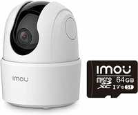 Imou 360 Degree WiFi Security Camera White, 1080P Full HD, Domo Camera with 64G SD Card, Privacy Mode, Alexa Google Assistant, Motion Detection & Human Detection, 2-Way Audio, Night Vision