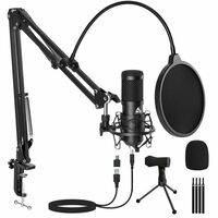Audio Array USB Condenser Microphone Kit for Podcasting, Online Meeting, Recording, Gaming & Live Streaming with Boom Arm, Pop Filter, Mic Cover, Spider Shock Mount,Cable Ties & 2.5m USB Cable (AM-C1)