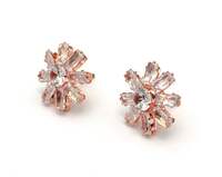  memsaabfashions Pair of 1 Rose Gold Studs Western Tops Earrings For Women and Girls Crystal Alloy, Crystal Stud Earring 