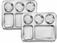 Classic Essentials Stainless Steel 5 in 1 Compartments Bhojan Thali Dinner Plate  (Pack of 2)