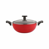 Home Puff Neelam Non-Stick Kadai with Glass Lid, 26 cm, 3.7 Liters (4 Coated)- Induction Friendly Red