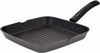 Attro Non-Stick Aluminium Gas Compatible Grill Pan, 24 cm, Spatter Finish, Marble Grey [Rs.200 Coupon]