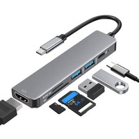 Bakeey 6-in-1 USB-C Hub Adapter HDMI 4K@30Hz USB3.0 USB-C  Docking Station 100W PD Charging SD Reader Witch Splitter for Apple Huawei Laptops Macbook Computer Peripherals from Computers & Office