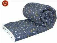 Divine Casa Microfibre All Season Mild Winter 120 GSM Printed Reversible Single Bed Quilt Comforter Blanket - (Navy Blue and White)