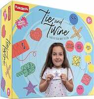 Funskool Handycrafts Tie & Twine,Create 16 Patterns, Learn 40 Plus Interesting Facts,Arts and Crafts DIY Kit,Ages 5 and Above, Multi Colour