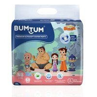Bumtum Chota Bheem New Born Baby Diaper Pants, 60 Count
