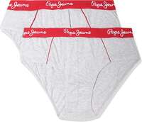 Pepe Jeans Innerwear Men's Solid Cotton Antibacterial Brief (Pack of 2) Grey Melange