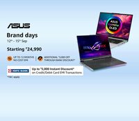Asus Brand Days (12th - 15th Sept) - Laptop Starts From Rs.24990 +  10% Off on HDFC OneCard & Citi Credit Card EMI 