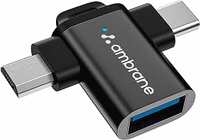Ambrane 2 in 1 OTG Adapter Micro USB+USB Type C to USB Female Connector, OTG Pen Drive Adapter to Mobile Connector Type C, Compatible with All Devices