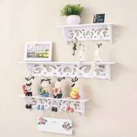 Onlineshoppee Wooden Decorative Floating Wall Shelf,White, Set of 3