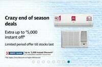 Amazon Crazy end of season deals for AC Upto Rs 5000 instant off hdfcbank cards EMI