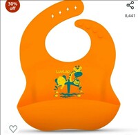 Limited-time deal: LuvLap Silicone Baby Bib for Feeding & Weaning Babies & Toddlers, Waterproof, Washable & Reusable, Non Messy Easy Cleaning, No Bad Odour, Adjustable Neckline with Buttons (Orange)
