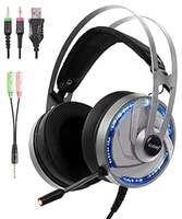 Cosbary 7.1 Wired Over Ear USB Gaming Headset with Mic, RGB, Noise Cancelling, Adjustable Padded Headband and Ear Cushions, 50mm Drivers, widely Compatible for Long time Gaming (Black) (HK101)