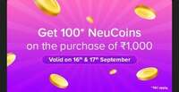 Extra 100 neucoins on Min Rs 1000 Order [16-17 Sept]
