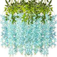 SATYAM KRAFT 6 Pcs (43.2 inch) Ganpati Decoration Artificial Wisteria Vine Ratta Fake Wisteria Hanging Garland Silk Long Hanging Bush Flowers String for Home Decor, Birthday, Special Occasion