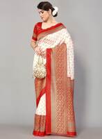 YAMUNA PRIYA  Printed Kanjivaram Cotton Blend Saree  (White)