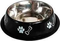 Foodie Puppies Stainless Steel Paw Bone Printed Bowl for Dogs, Cats & Any Pets I Non-Skid Rubber Bottom Food/Water Bowl (700ml, Night Black)