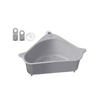 Suzec Plastic Triangle Shape Sink Storage Rack Drain Shelf Suction Cup Sink Soap Holder Kitchen Sucker Storage Drain Rack Corner Organizer, Multifunctional Kitchen Drainer Storage Rack (Multicolor) MOQ 2