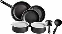 Amazon Basics Cookware Set with Lids and Removable Handle -10 Piece (Without Induction Base)