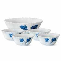 Larah by Borosil Ageria Opalware Pudding Set, 5-Pieces, White