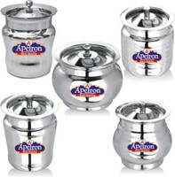 Apeiron Steel Utility Container - 300 ml  (Pack of 5, Silver)