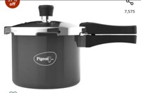 Pigeon By Stovekraft Hard Anodised Pressure Cooker with Outer Lid Induction and Gas Stove Compatible 3 Litre Capacity for Healthy Cooking (Black)