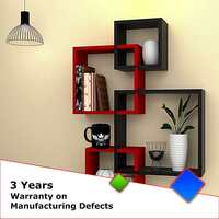Maaz Art & Craft Intersecting Wall Shelf for Wall Decoration/Wall Shelves Set of 4 Wall Racks for Home Decor/Book Shelf for Office Decor Interlock Shelf for Kitchen/Bathroom Color (Red, Black)
