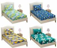 BSB HOME® Prime Collection Combo Pack of 4 Single Bedsheet with 4 Pillow Covers |160 TC Soft Brushed Glace Cotton -Long Lasting & Wrinkle Free -152x225 cm (Multicolor, Grey Yellow & Green)