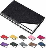 Credit Card Holder Credit Debit ATM Business Visiting Name Wallet ID Protector Case PU Leather Steel for Men Women Festive Gifting for Family Friends Valentines SHE/HE Silver Black