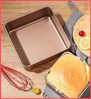 1 Pc Non-Stick Baking Tin for Microwave Oven Mould Baking Tray Square Pan (22.5 x 22.5 x 4.5 cm) Rose Gold Color