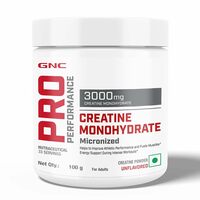 GNC Pro Performance Creatine Monohydrate | 100 gm | 33 Servings | Boosts Athletic Performance | Micronized & Instantized | Fuels Muscles | Provides Energy Support for Heavy Workout | Unflavoured
