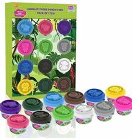 ToyMagic Animal Themed Clay/Soft Water Based FunDough with 2 in 1 Moulding Lid Pack of 12 Tubs 25gm Each|Fun with Dough|Non-Toxic|Kids 3+|Art & Craft Activity|Birthday & Return Gifts|Made in India