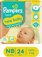 Pampers Active Baby Taped Diapers with Adjustable Fit - New Born  (24 Pieces)