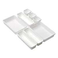Cutting EDGE Interlocking Drawer Organizer Set of 8, Divider/Separator White Plastic Trays for Flatware, Cutlery & Desk Storage for Household, Kitchen & Office 