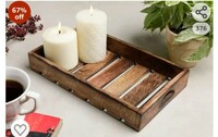 Craft Expertise Decorative Wooden Serving Tray Great for Food and Drink - Wood Serving Tray // Restaurant/Dining Table/Kitchen Standard Size, Color-Brown Rectangular 