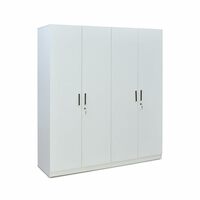 Nilkamal Max 4 Door Engineered Wood Wardrobe Without Mirror with 13 Shelves, 2 Handing Rod, 4 Drawers, & 1 Cabinet (Frosty White)